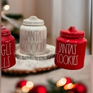 Rae Dunn Santa's Cookies Red Canister ONLY